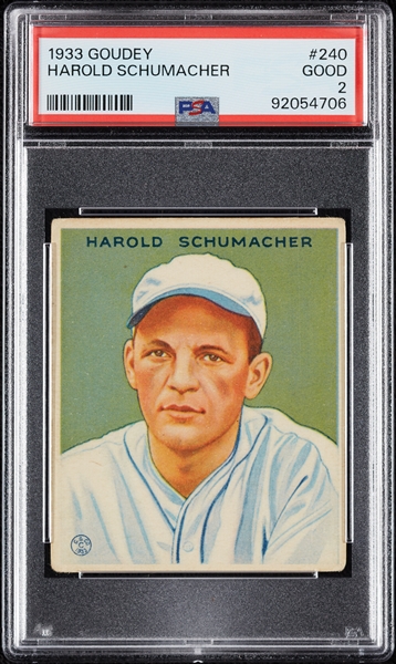 1933 Goudey Harold Schumacher No. 240 PSA 2