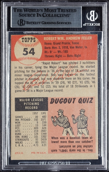 Bob Feller Signed 1953 Topps No. 54 (BAS)