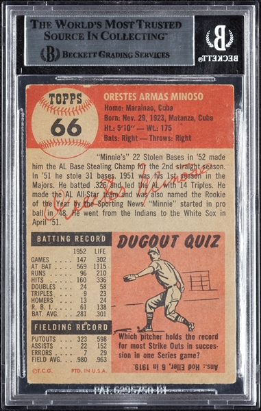 Minnie Minoso Signed 1953 Topps No. 66 (BAS)