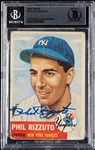 Phil Rizzuto Signed 1953 Topps No. 114 (BAS)