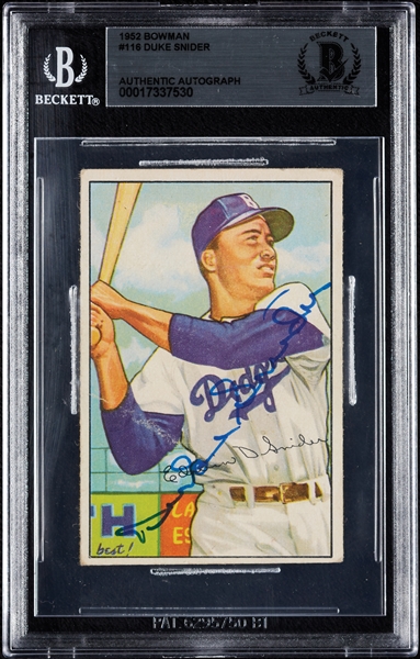 Duke Snider Signed 1952 Bowman No. 116 (BAS)