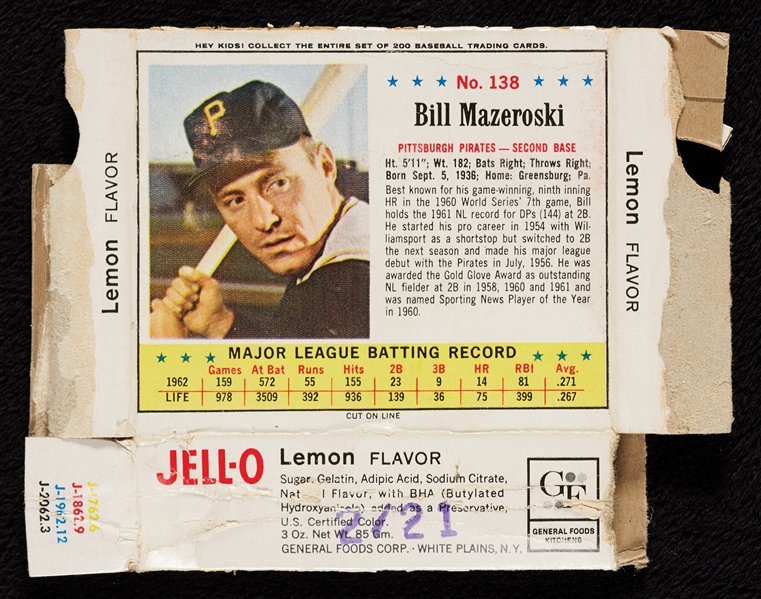 1963 Jell-O Bill Mazeroski Complete Box 