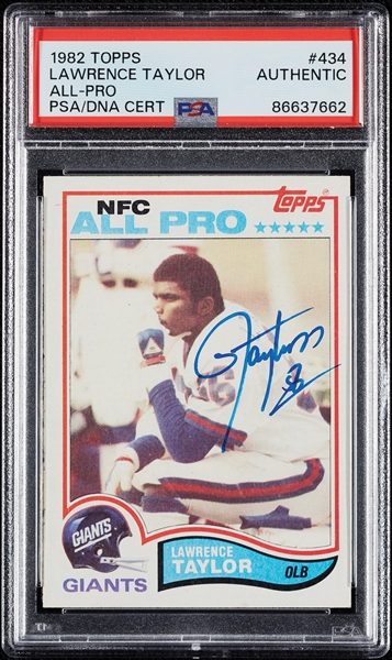 Lawrence Taylor Signed 1982 Topps RC No. 434 (PSA/DNA)