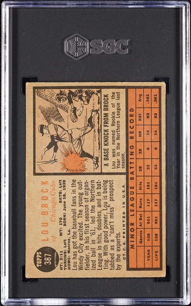 1962 Topps Lou Brock RC No. 387 SGC 3