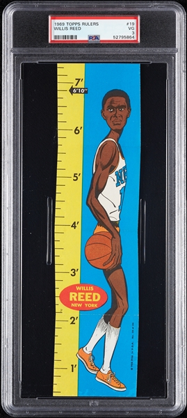 1969 Topps Basketball Rulers Willis Reed No. 19 PSA 3