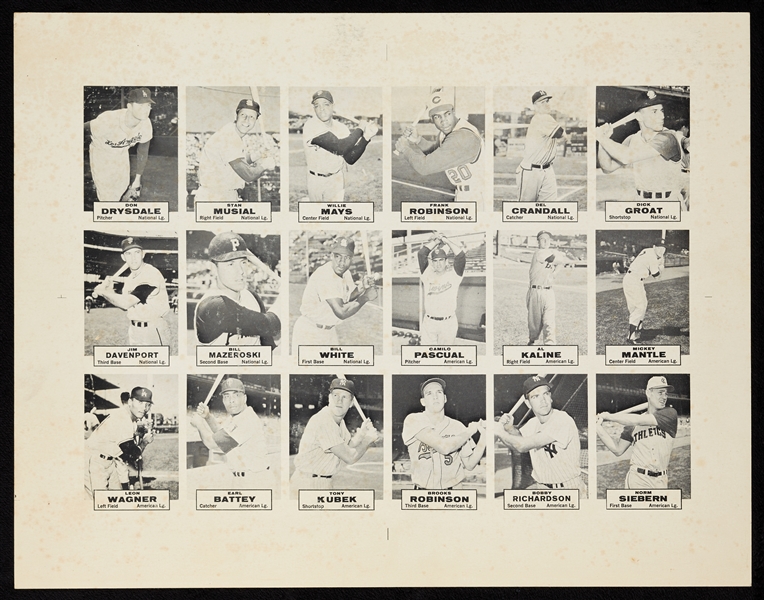 Rarest Mickey Mantle Card on One-of-A-Kind 1961 (1963) Topps Dice Game Test Issue Uncut Sheet