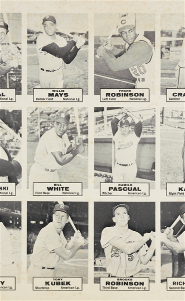 Rarest Mickey Mantle Card on One-of-A-Kind 1961 (1963) Topps Dice Game Test Issue Uncut Sheet