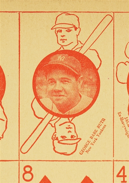 1927 W560 Series Full Red Sheet With Babe Ruth, Hornsby and Dempsey