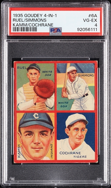 1935 Goudey Ruel/Simmons/Kamm/Cochrane No. 6A PSA 4