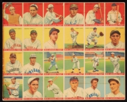 1933 Goudey Baseball Uncut Sheet With Foxx, Simmons and Waner