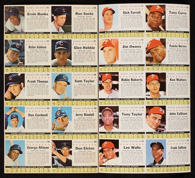 1961 Post Cereal Baseball Uncut Team Sheets Complete Set (16)