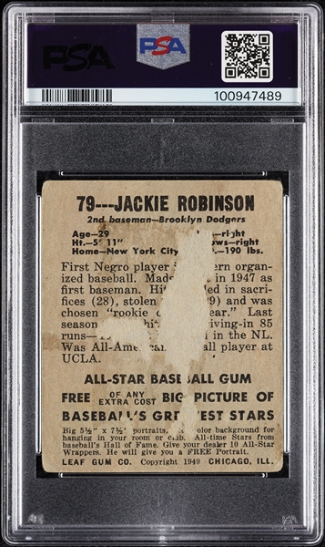 1948 Leaf Jackie Robinson RC No. 79 PSA 1