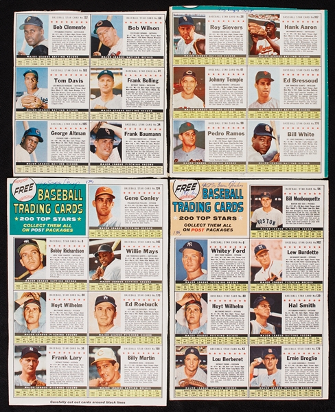 1961 Post Cereal Baseball Partial Set in Complete or Partial Panels (32 Panels – 195 Cards)