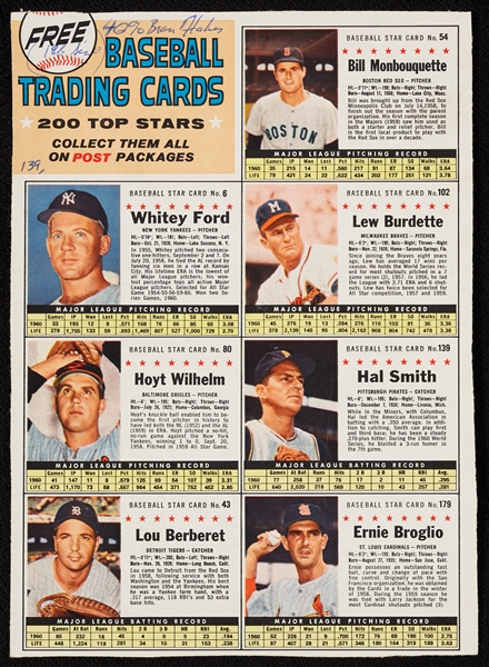 1961 Post Cereal Baseball Partial Set in Complete or Partial Panels (32 Panels – 195 Cards)