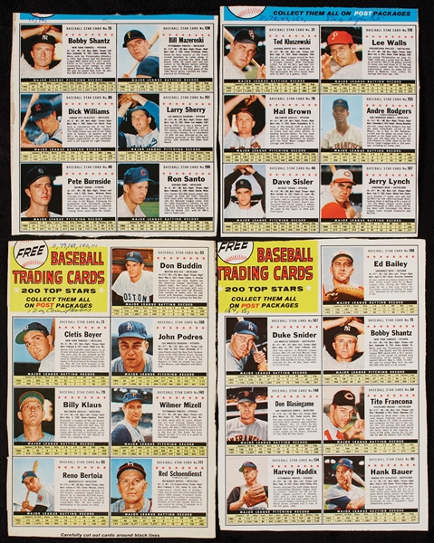 1961 Post Cereal Baseball Partial Set in Complete or Partial Panels (32 Panels – 195 Cards)