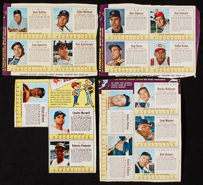 1963 Post Cereal Baseball Near Set in Complete or Partial Panels Plus Album (55 Panels – 296 Cards)