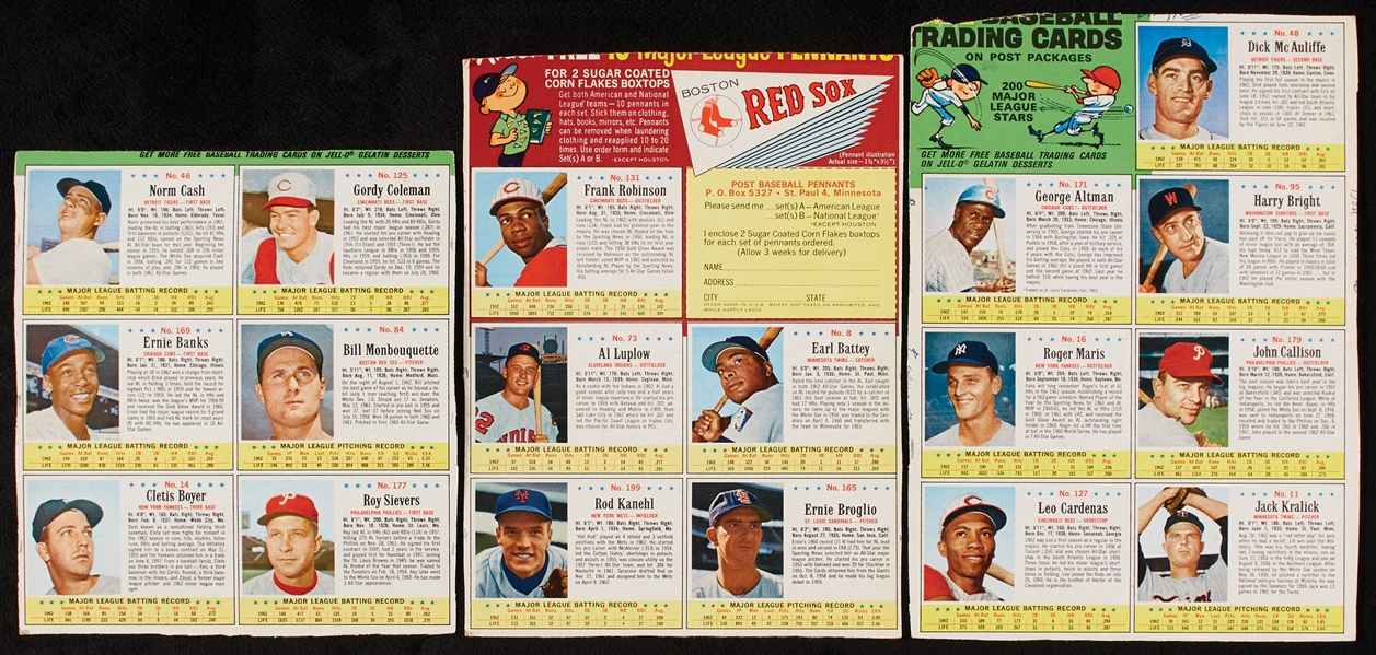 1963 Post Cereal Baseball Near Set in Complete or Partial Panels Plus Album (55 Panels – 296 Cards)