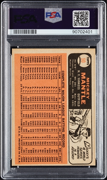 1966 Topps Mickey Mantle No. 50 PSA 5