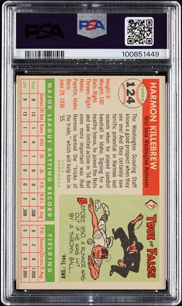 1955 Topps Harmon Killebrew RC No. 124 PSA 5.5