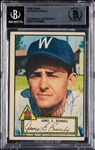 Pete Runnels Signed 1952 Topps RC No. 2 (BAS)