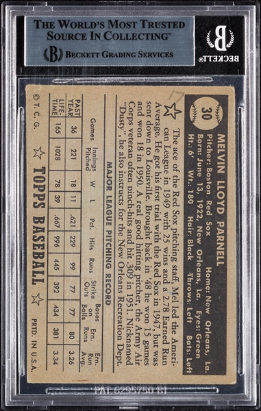 Mel Parnell Signed 1952 Topps No. 30 (BAS)