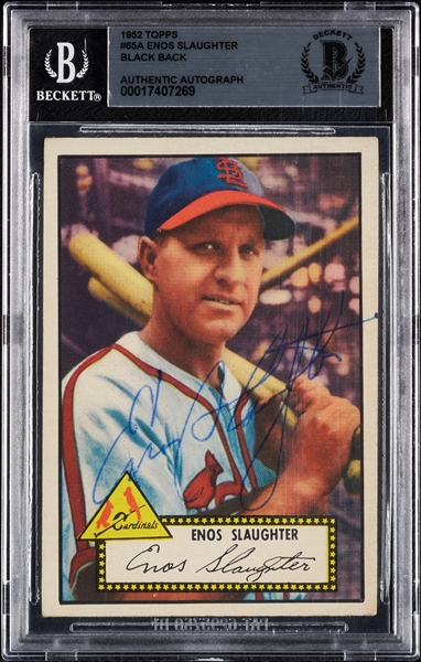 Enos Slaughter Signed 1952 Topps No. 65 (BAS)