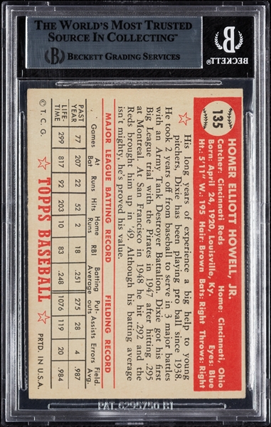 Dixie Howell Signed 1952 Topps No. 135 (BAS)