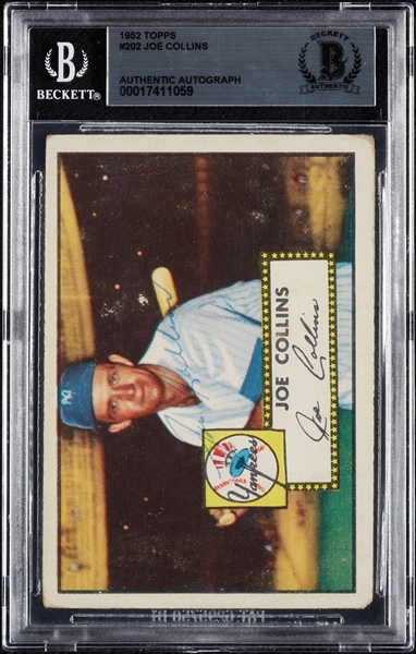 Joe Collins Signed 1952 Topps RC No. 202 (BAS)