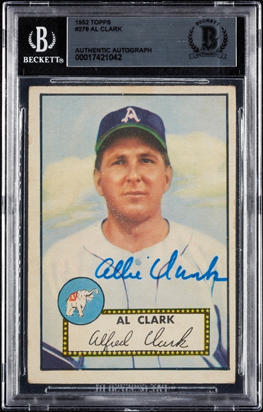 Al Clark Signed 1952 Topps No. 278 (BAS)