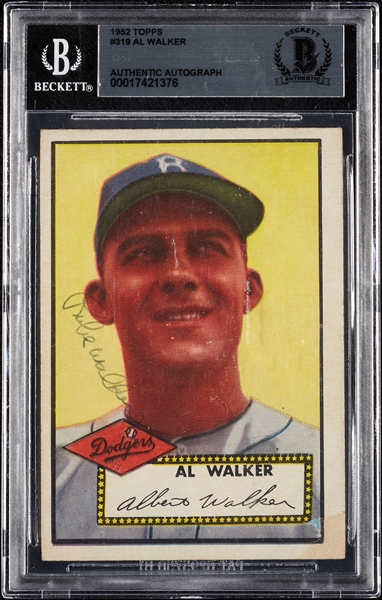 Rube Walker Signed 1952 Topps No. 319 (BAS)