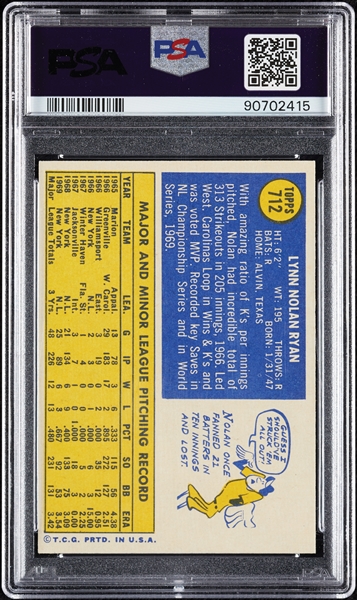 1970 Topps Nolan Ryan No. 712 PSA 7