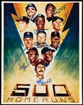 500 Home Run Club Multi-Signed 11x14 Lithograph with Mantle, Williams, Aaron, Mays 