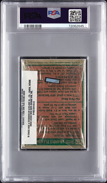 1975 Topps Baseball Cello Pack - 1973 MVPs Jackson/Rose Back (Graded PSA 9)