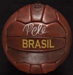 Pele Signed Brasil Leather Soccer Ball (Fanatics) (BAS)