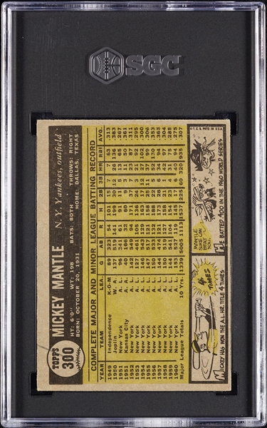 1961 Topps Mickey Mantle No. 300 SGC 2.5