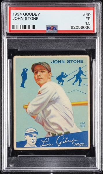 1934 Goudey John Stone No. 40 PSA 1.5