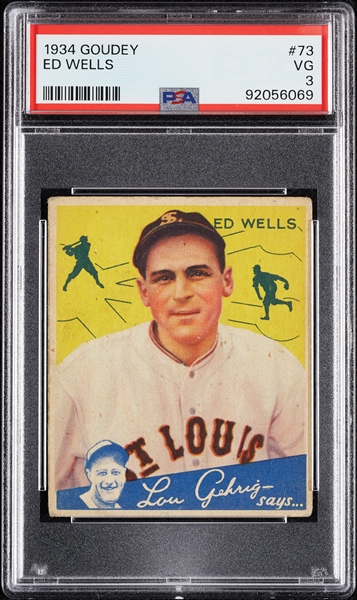 1934 Goudey Ed Wells No. 73 PSA 3