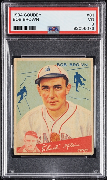 1934 Goudey Bob Brown No. 81 PSA 3