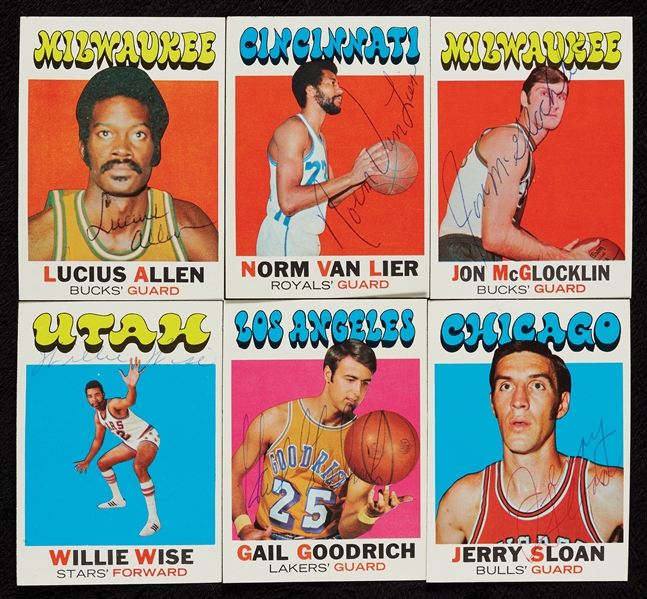 Signed 1969-1971 Topps Basketball Group with Goodrich, Sloan, Lucius Allen (29)