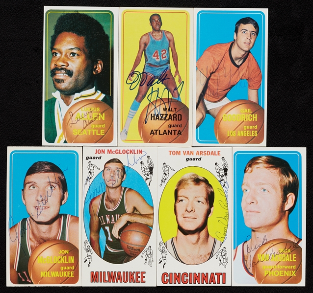 Signed 1969-1971 Topps Basketball Group with Goodrich, Sloan, Lucius Allen (29)