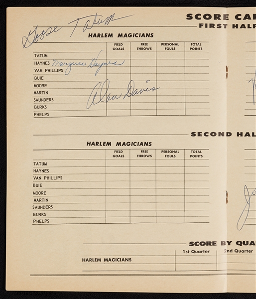 1955 Harlem Magicians Multi-Signed Program with Marques Haynes, Goose Tatum (BAS)