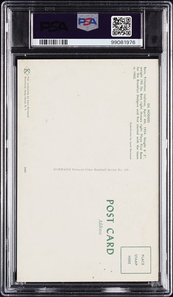 1953-55 Dormand Postcard Gil Hodges No. 129 PSA 3