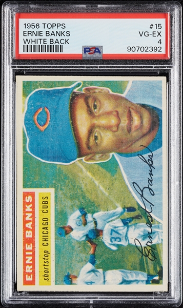 1956 Topps Ernie Banks White Back No. 15 PSA 4