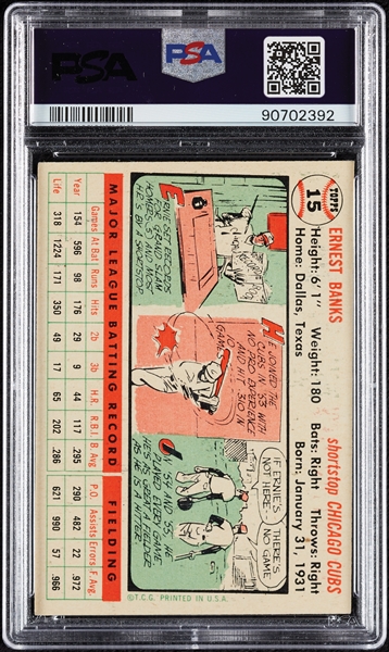 1956 Topps Ernie Banks White Back No. 15 PSA 4