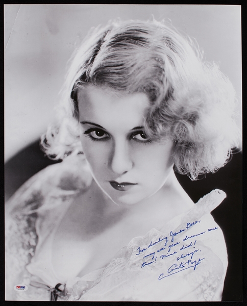 Anita Page Signed 16x20 Photo with Unique Inscription (PSA/DNA)