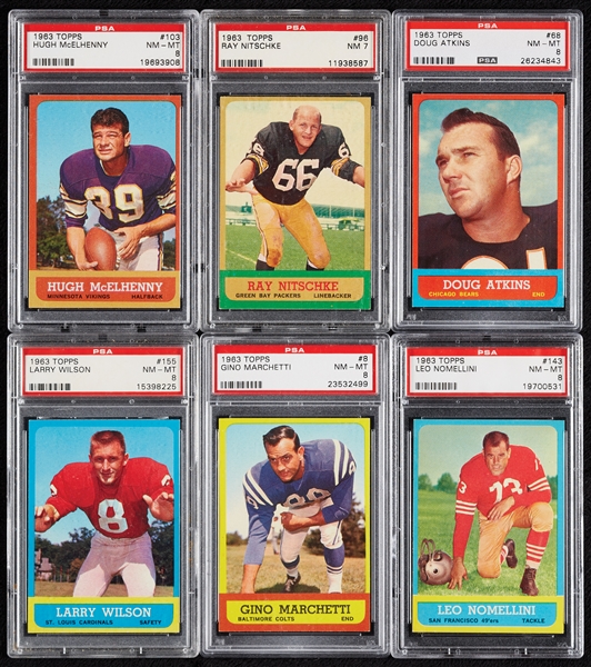 1963 Topps Football Super High-Grade Complete Set, 54 Slabs (170)