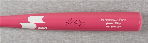 Javier Baez Signed SSK Pink Bat (MLB) (Fanatics)