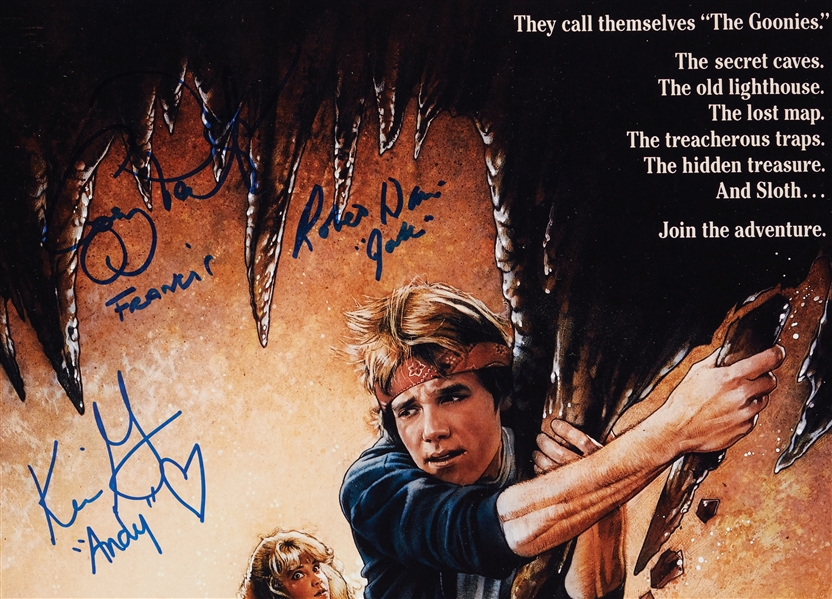 The Goonies Multi-Signed 11x17 Framed Photo with Steven Spielberg, Nine Others (Fanatics) (BAS)