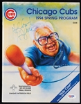 Harry Caray Signed 1994 Chicago Cubs Spring Program (PSA/DNA)