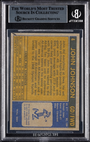 John Johnson Signed 1971 Topps RC No. 4 (BAS)